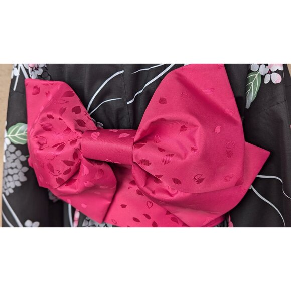 💜NWT Floral Cotton Kimono Set with Cherry Blossom Obi & Accessories - Picture 6 of 13